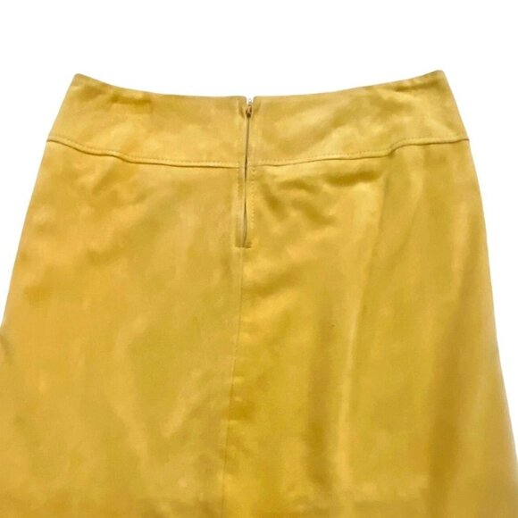 Vintage Italian‎ Victory Leather Yellow Suede A line-pleated Skirt, Size US12 - Picture 6 of 13